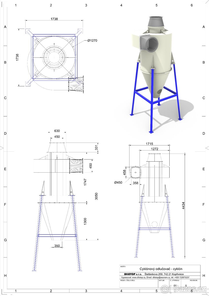Cyklónový odlučovač - cyklón - 7