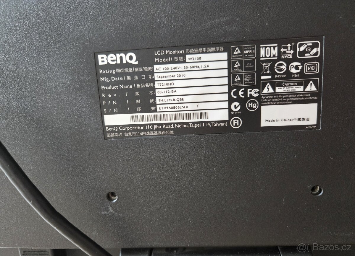 Monitor LCD Benq W2108, T2210HD, Full HD, 21,5" (54,5cm) - 7