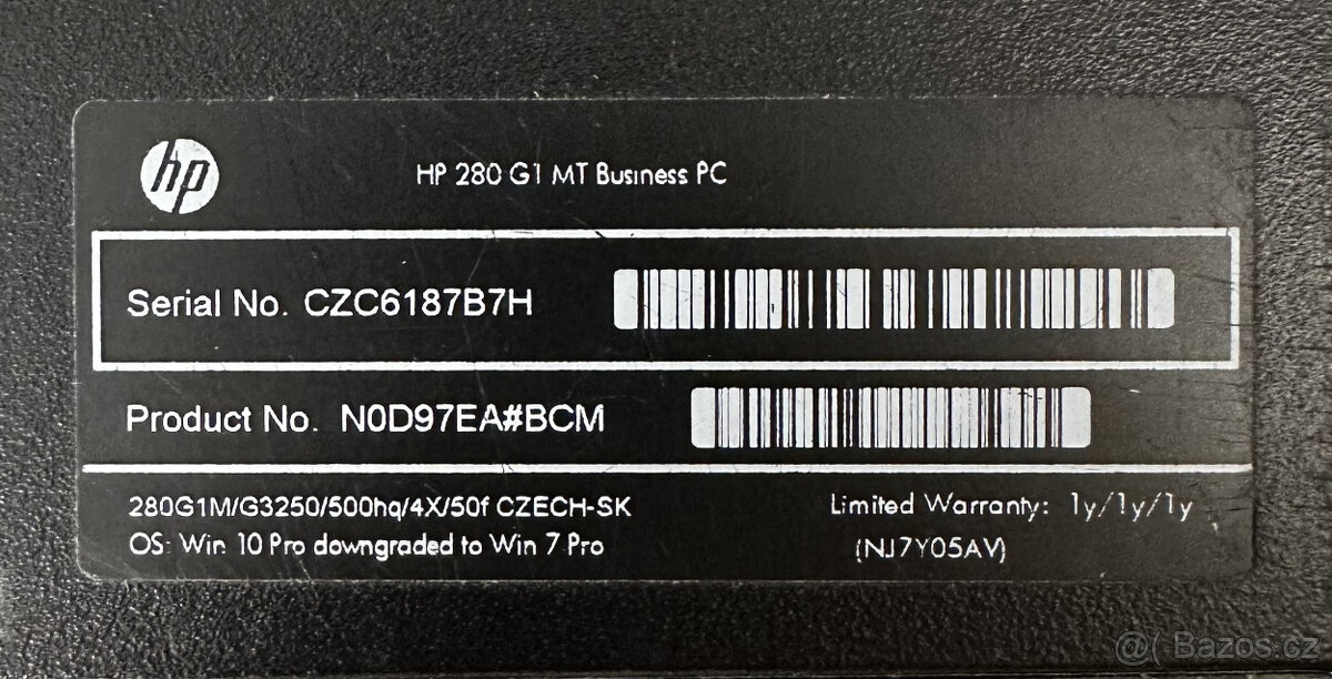 Stolní počítač HP 280 G1 3,2 GHz/4 GB DDR3/500 GB - 7