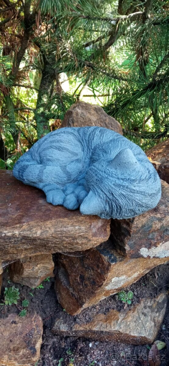 Zahradní dekorace- Spící kočka - 7