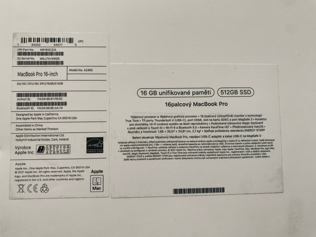 16" Apple MacBook M1 Pro, 16GB/SSD 512GB - kompletní balení - 7