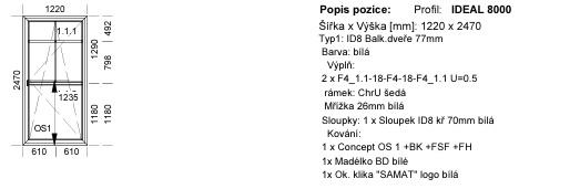 Prosklené dveře / Francouzské okno - levé 2470 x 1220cm - 7