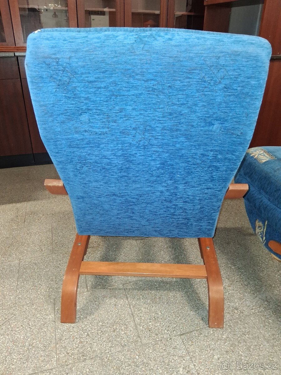 Sedaci souprava 3+1+1 rozkládací modrá - 7