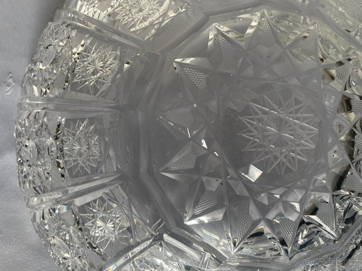 Broušené sklo – mísa + mistička (retro/broušené) - 7