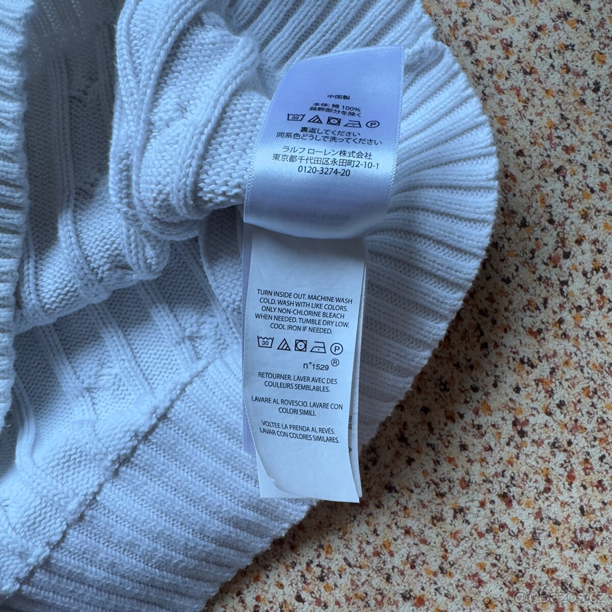 Ralph Lauren Polo bílý copánkový svetr | vel. XS - 7