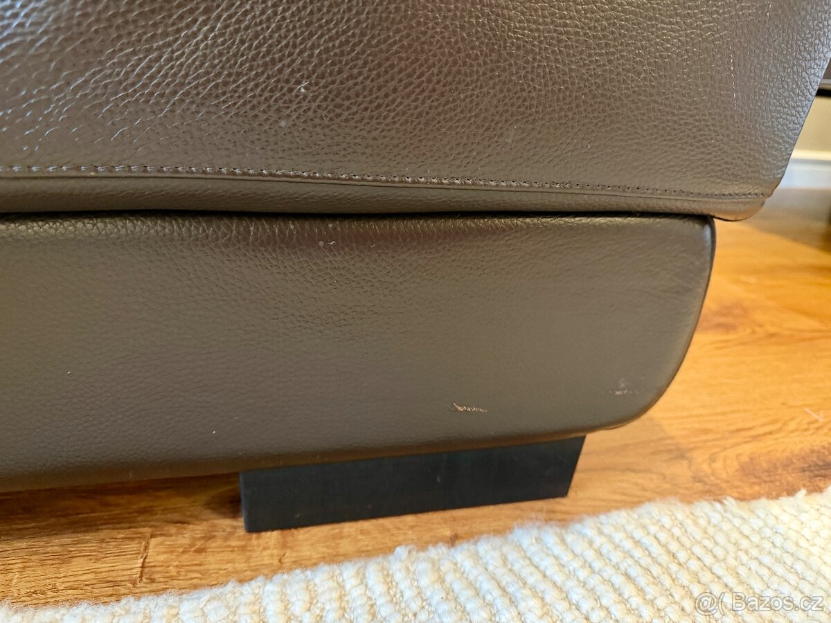 Kožená hnědá sedací souprava DeFo - 7