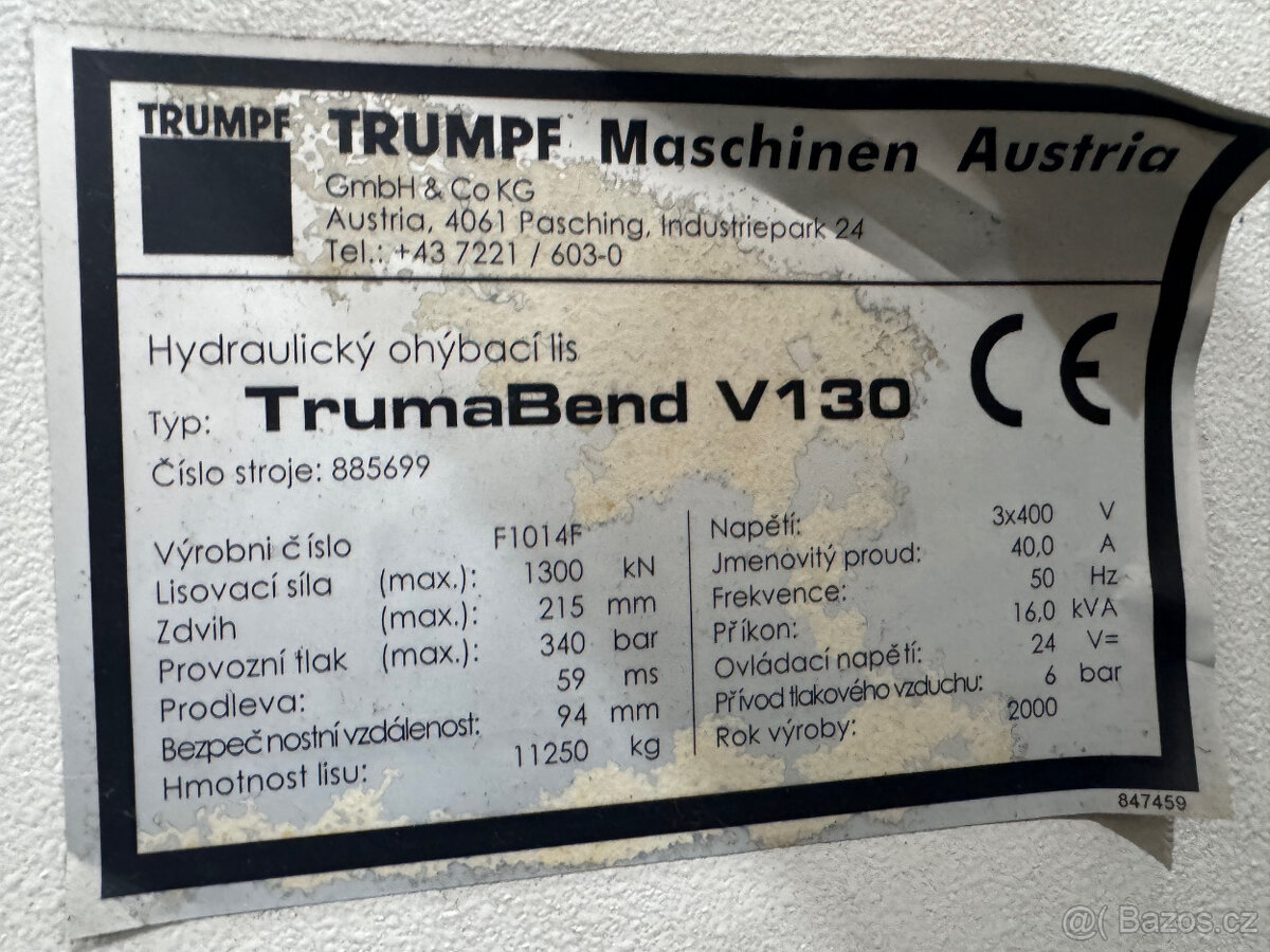 lis ohraňovací Trumpf TrumaBend V 130 - 7