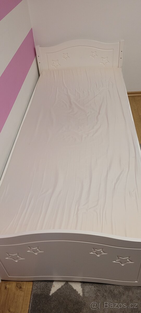Dětská bila postel s hvězdičkama s šuplíkem - 7