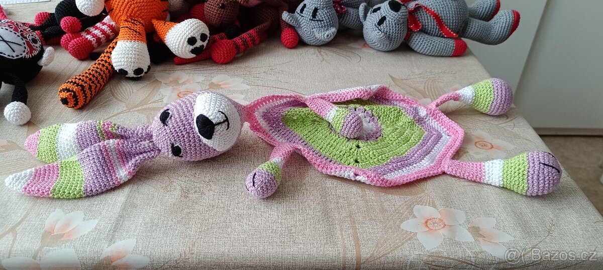 Háčkované hračky, pes, opice, medvídek, ovečka - 7