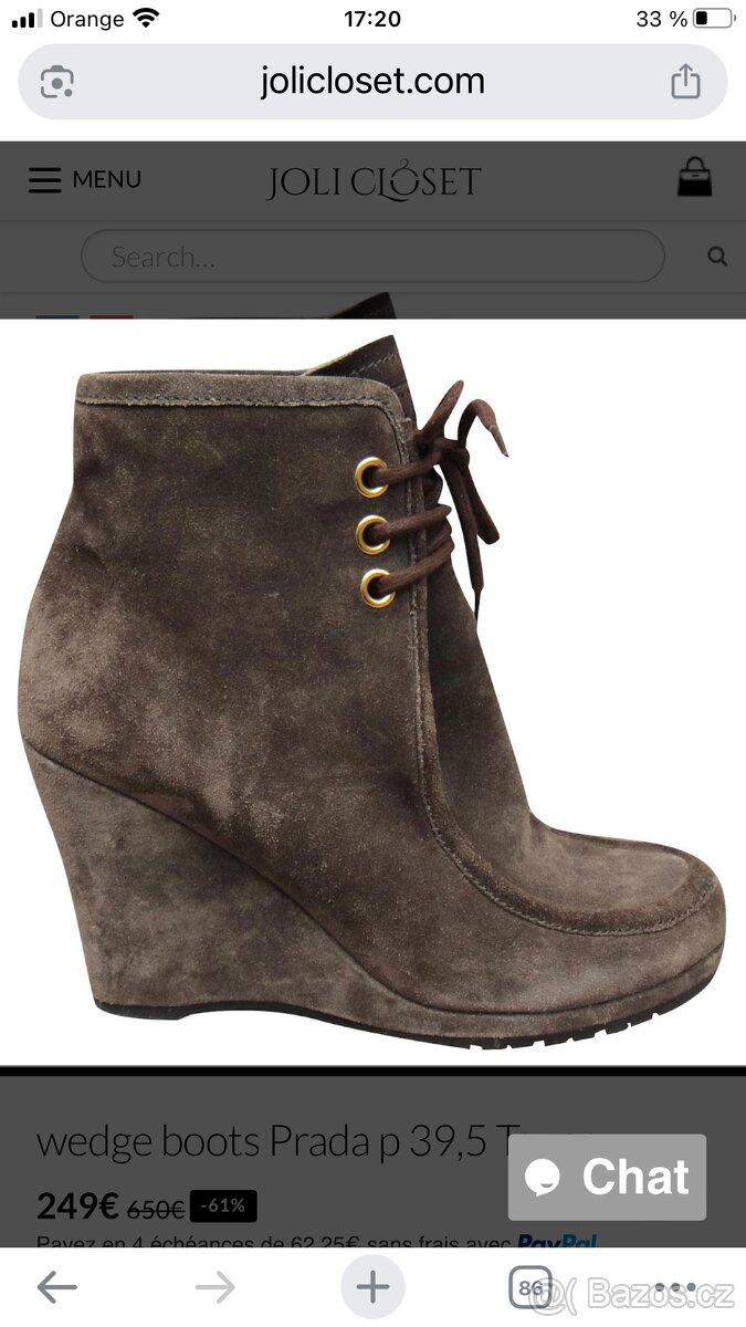 kozene PRADA boty, velikost 37,5 - 7