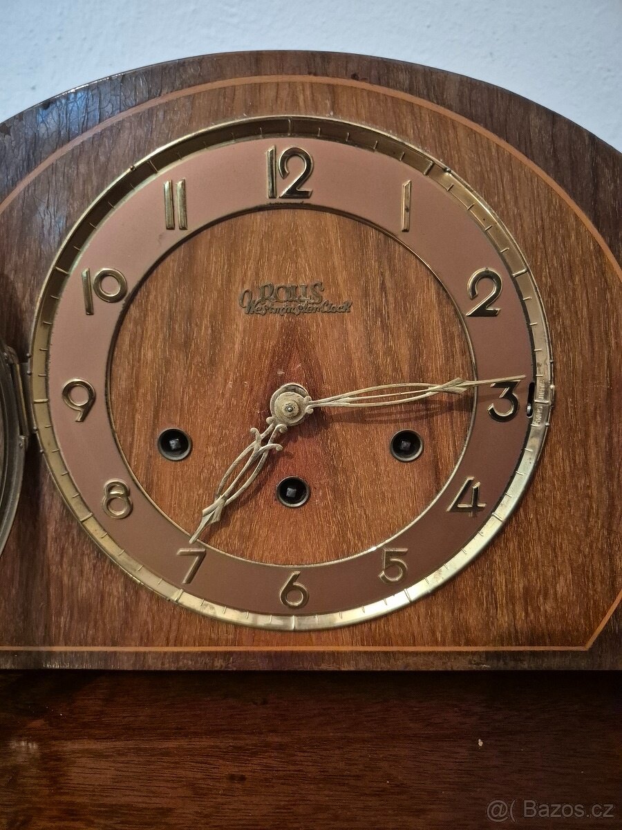 Velké starožitné krbové hodiny art deco - funkční - 7