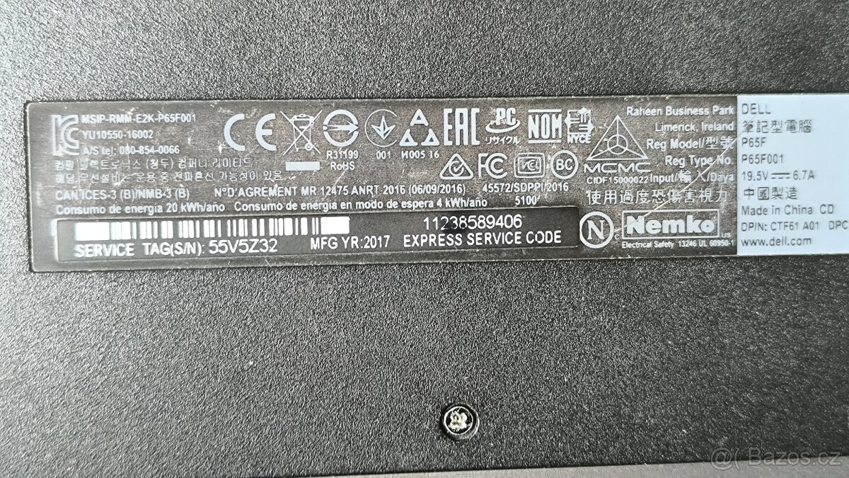 Kompletní šasi na Dell P65F - 7