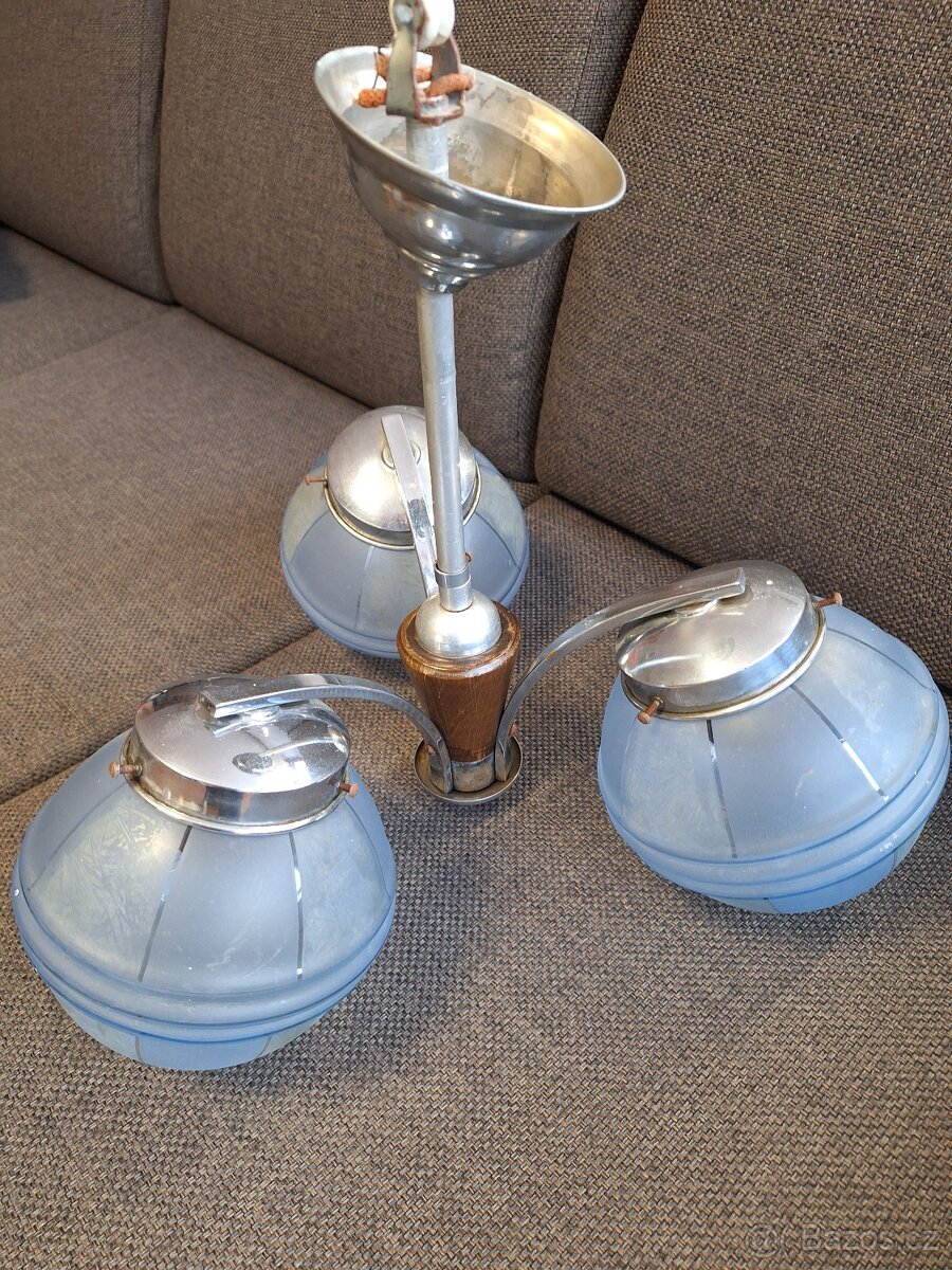 Starožitný lustr Art Deco / funkcionalismus - 7