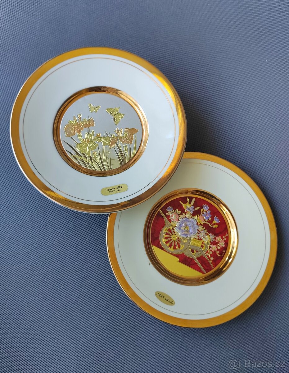 Sada krásných dekorativních talířů "Chokin ART" s 24k zlat - 7