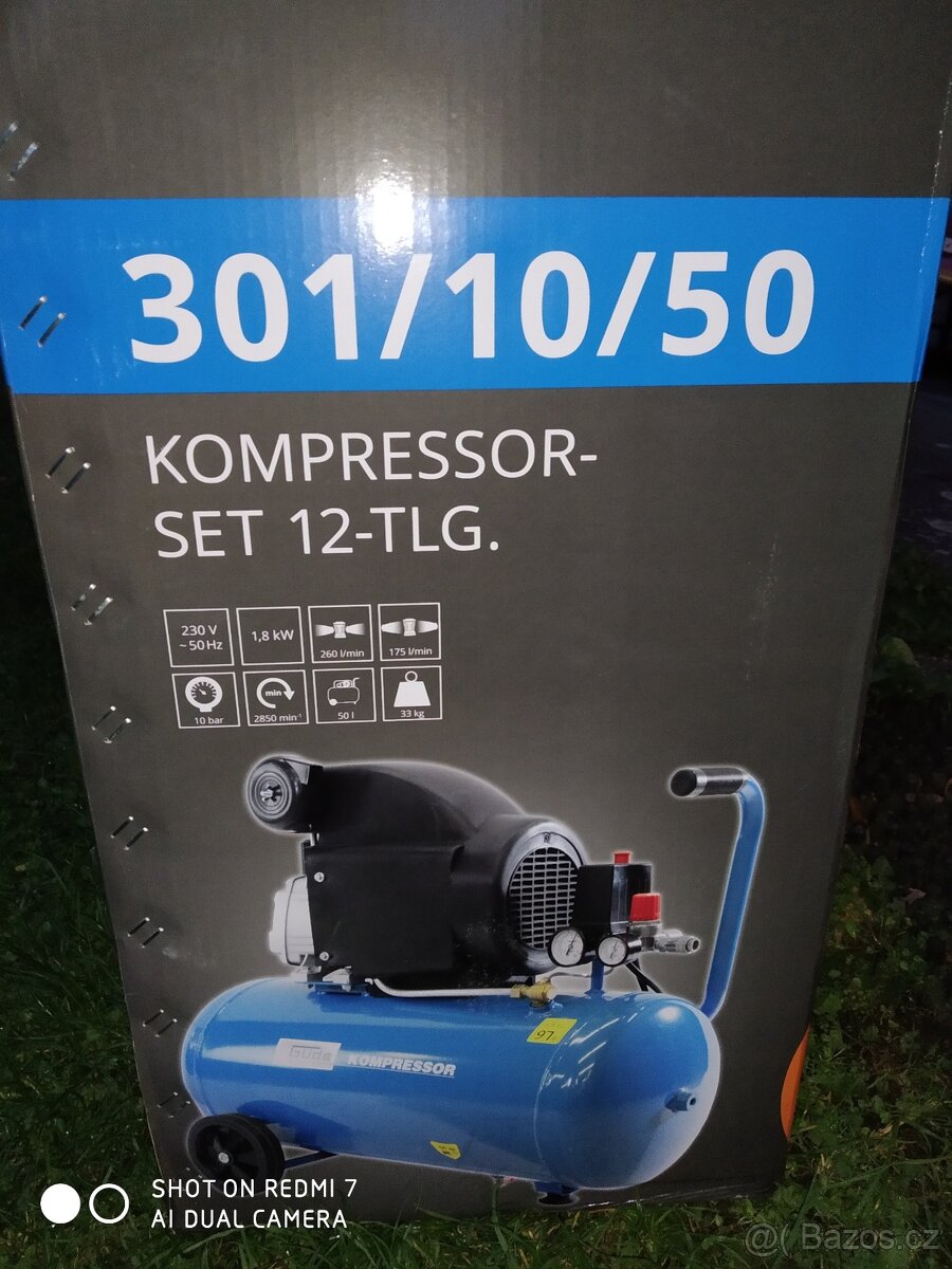 Prodám NEPOUŽITÝ olejový Kompresor Güde 301/10/50- 50 LITRŮ- - 7