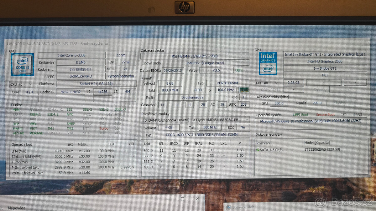 MSI H61M-P31/W8 + Procesor Intel i5-3330 + 8GB Ram - 7