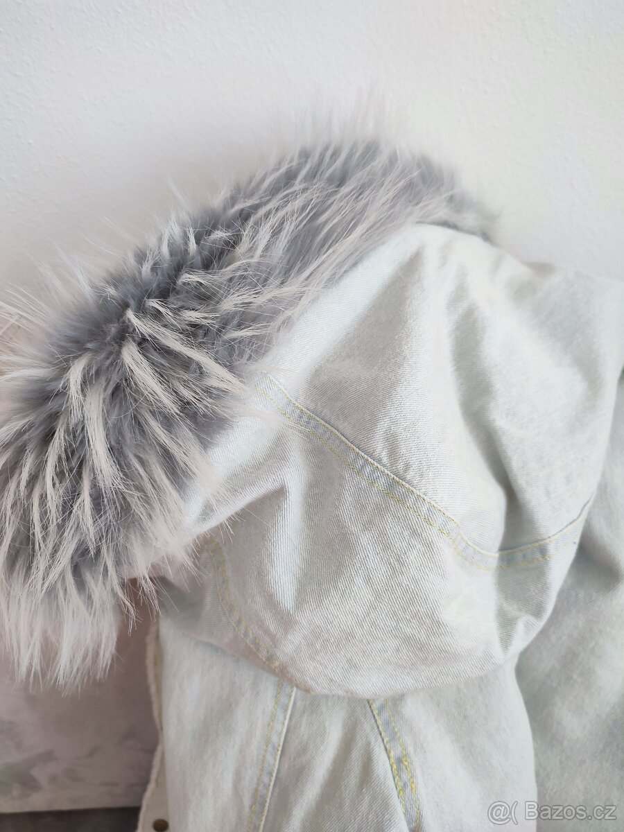 Riflová bunda s kožichem - 7