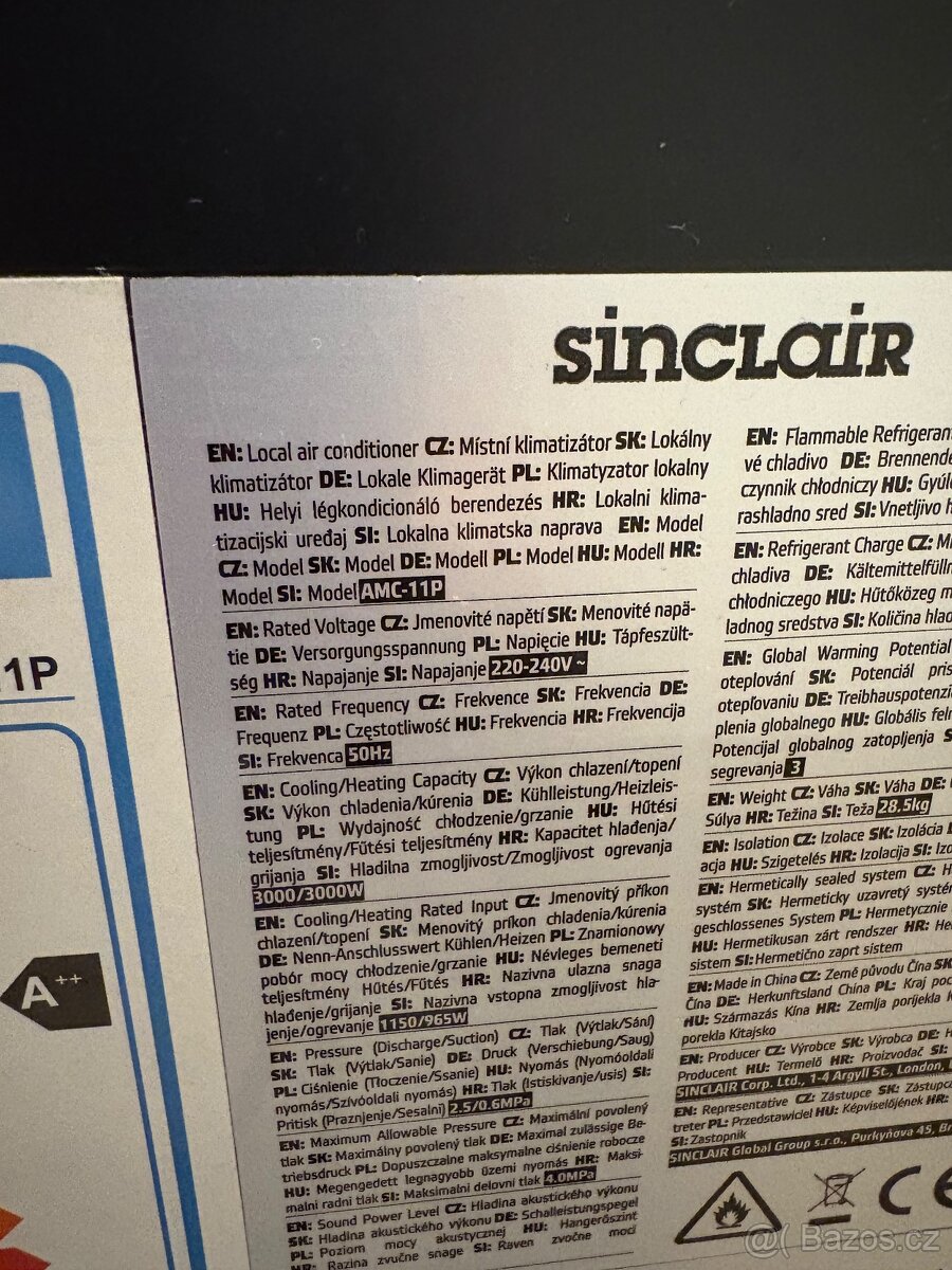 Klimatizace Sinclair AMC- 11P - 7