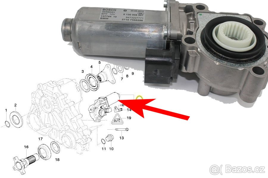 kolečko pro rozvodovku BMW xdrive, servomotorek rozvodky 4x4 - 7