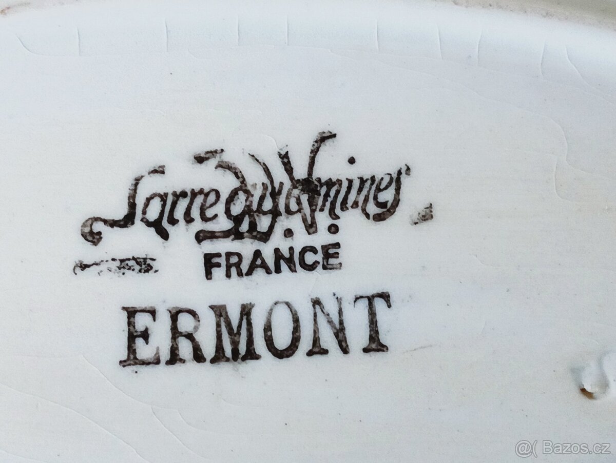 ART DECO FAJÁNS RUČNĚ MALOVANÝ TALÍŘ SARREGUEMINES FRANCIE - 7