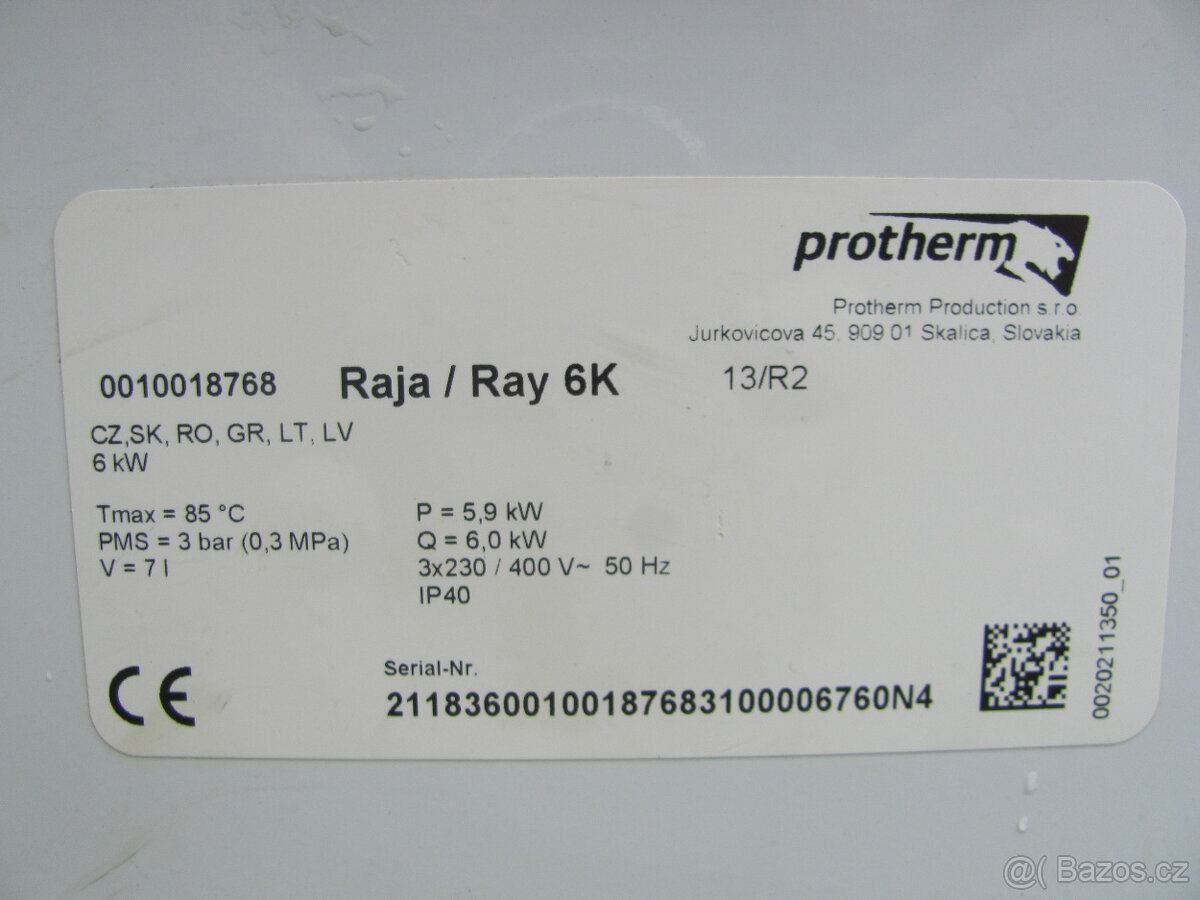ELEKTROKOTEL PROTHERM RAY 6KE - 6KW - 7