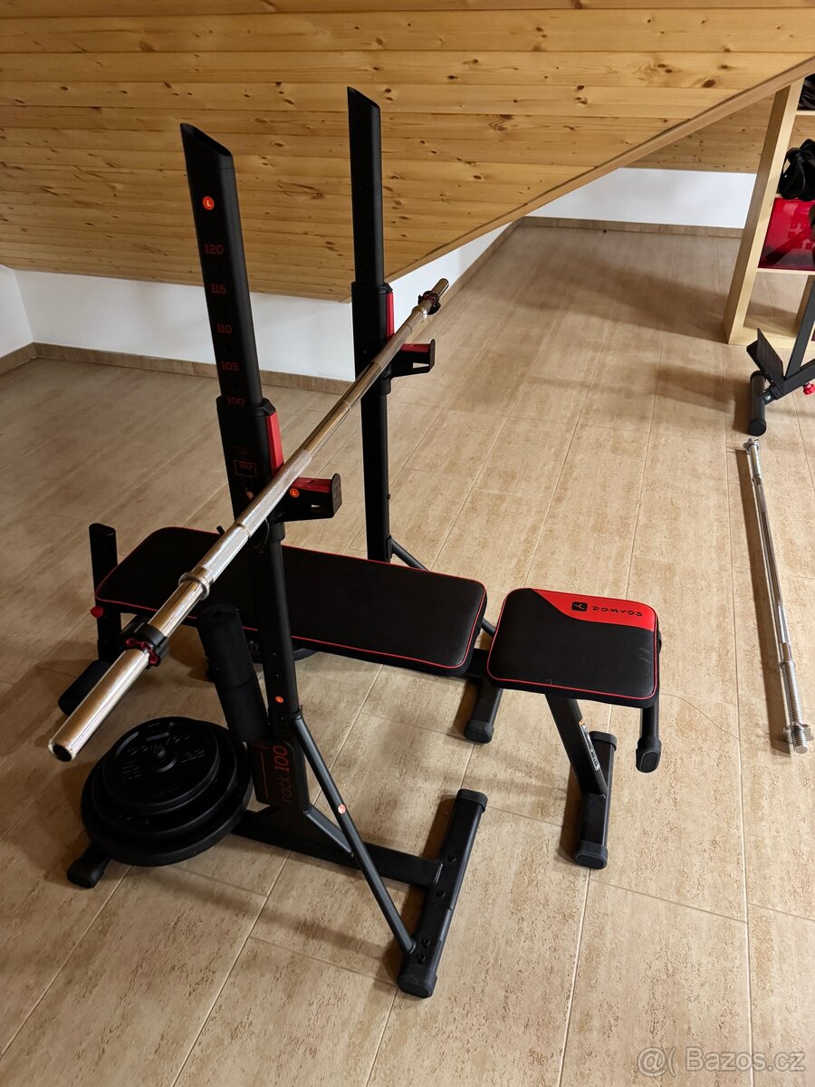 Domyos bench + rack + osa + 80 kg závaží - 7