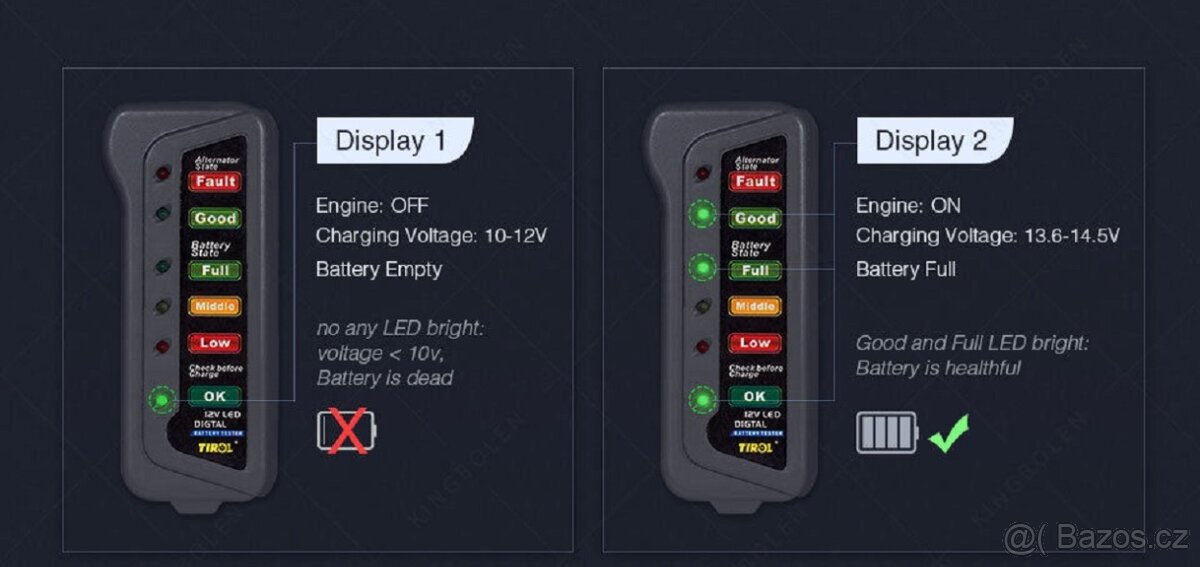 Tester autobaterie a alternátoru - 7