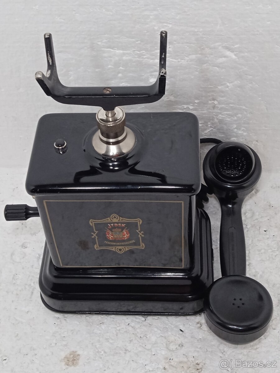 Retro smaltovaný telefon JYDSK s kličkou - 7