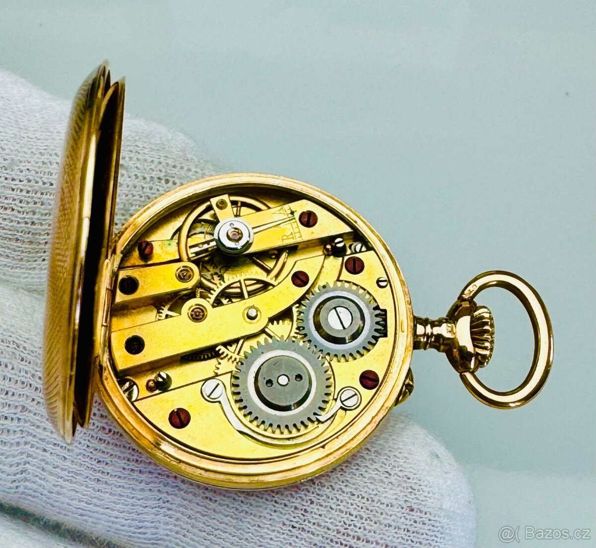 14K CELO ZLATÉ KAPESNÍ HODINKY JOSEF JÄGER WIEN V ETUI S ŘET - 7