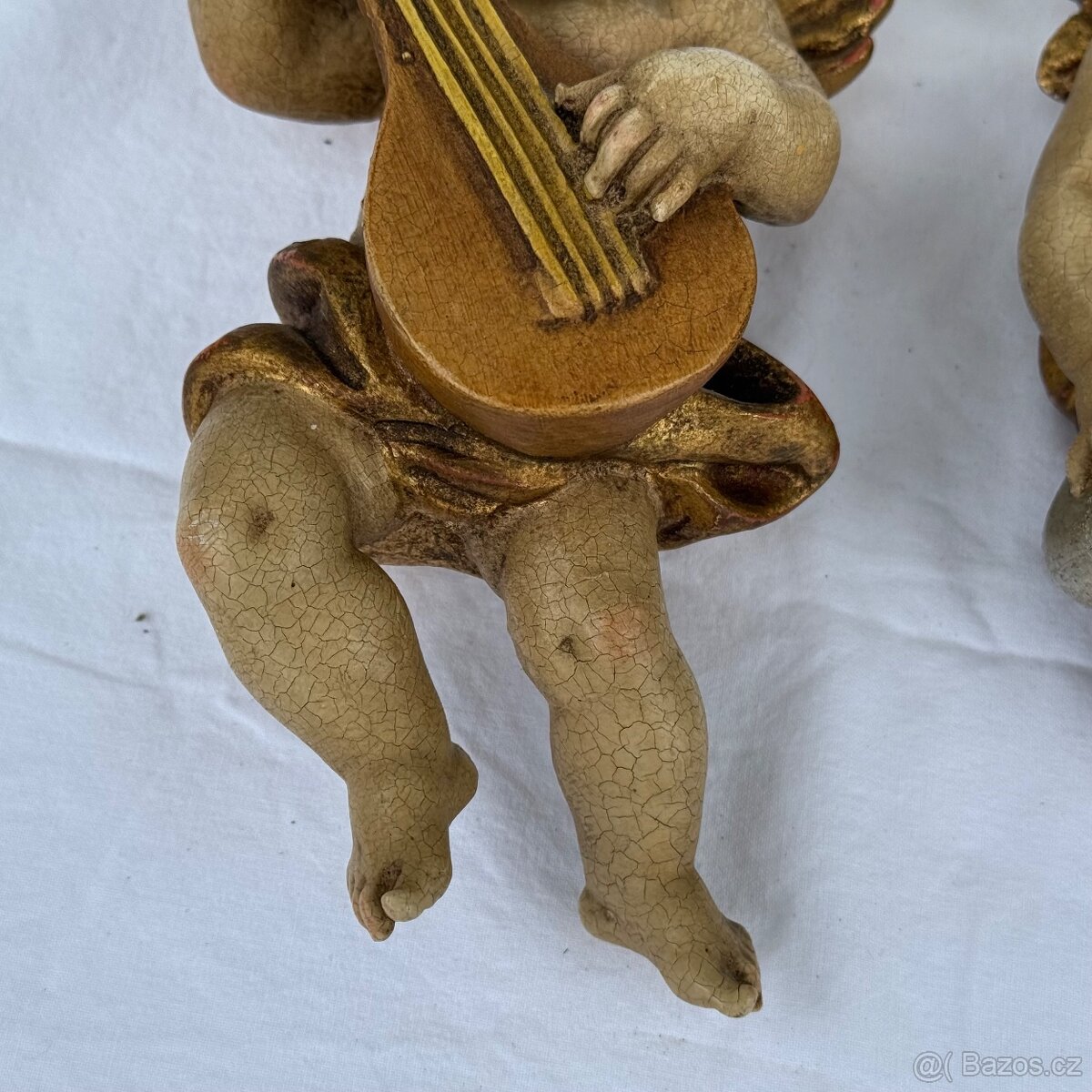 2x socha dřevěný anděl polychromie zlaceno 3 900 Kč - 7