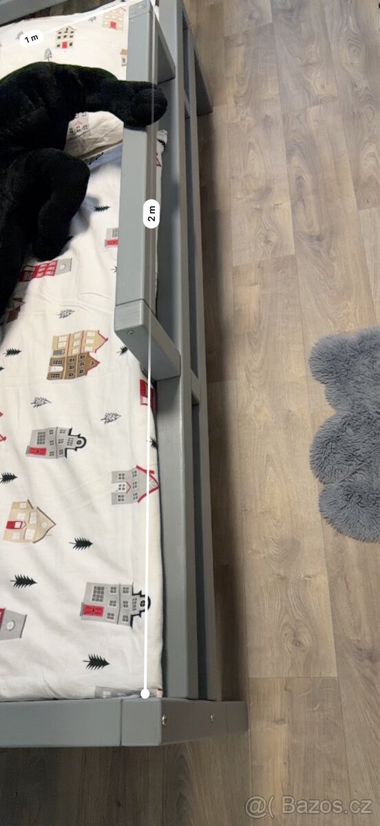 Dětská postel Benlemi Domeček, šedá, masiv, top stav - 7