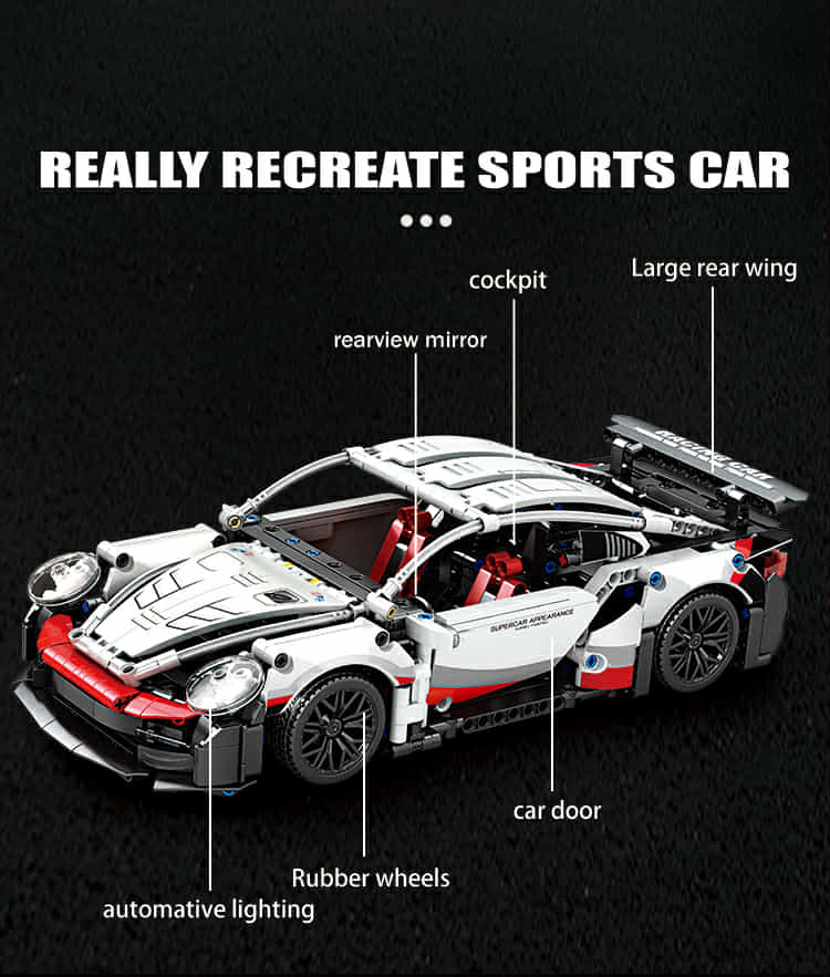 NOVÁ velká stavebnice Porshe 911 závodní auto 826 dílků délk - 7