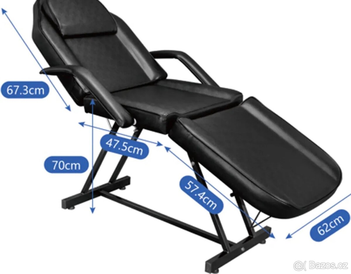 Kosmetické, tetovací masážní lehátko polohovací se stoličkou - 7