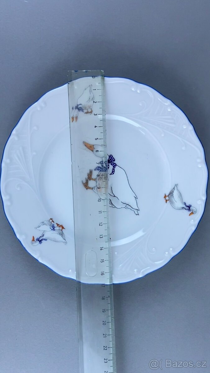 Porcelánová souprava pro 6 osob husy, modrá linka - 7