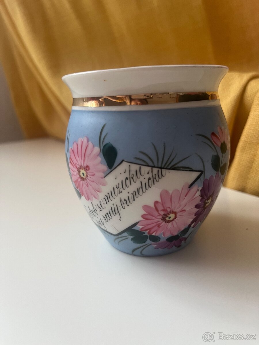 Starožitný hrnek buclák - nápis nezlob se mužíčku - 7