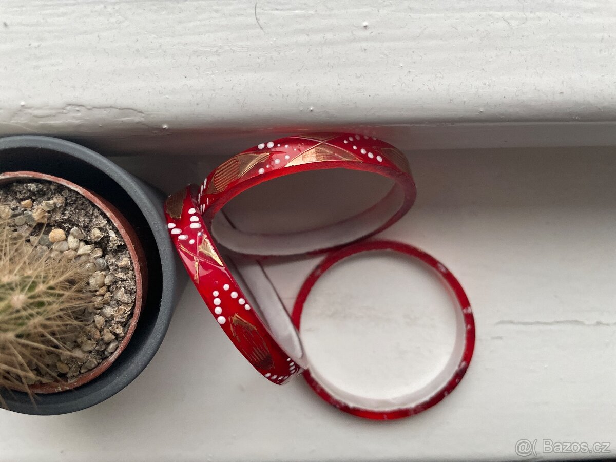 Starožitné bangle - skleněné jablonecké kroužky - 7
