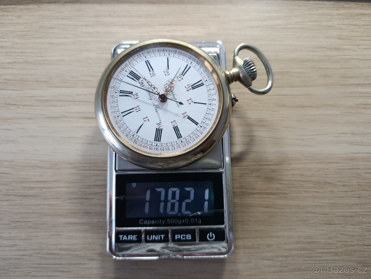 Velmi staré obrovské švýcarské hodinky s centrální ručičkou - 7