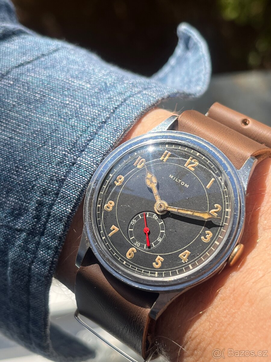 Velke Hodinky Miltom vojenske/ letecke cerny ciselnik - 7