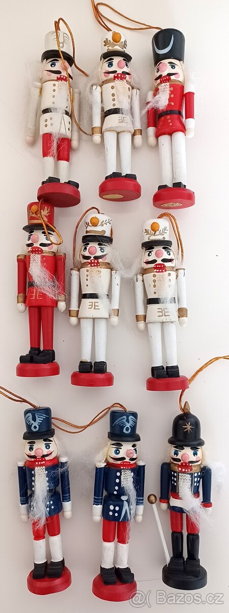 Vánoční skleněné ozdoby + dřevění vojáčci (Louskáčci) - 7