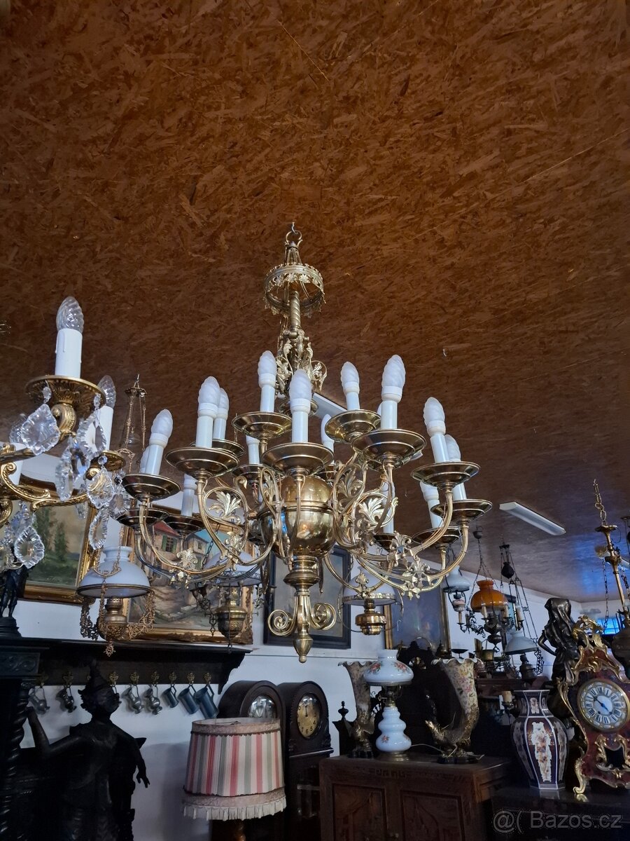 Barokní mosazný lustr FRANCIE 1920 - 7