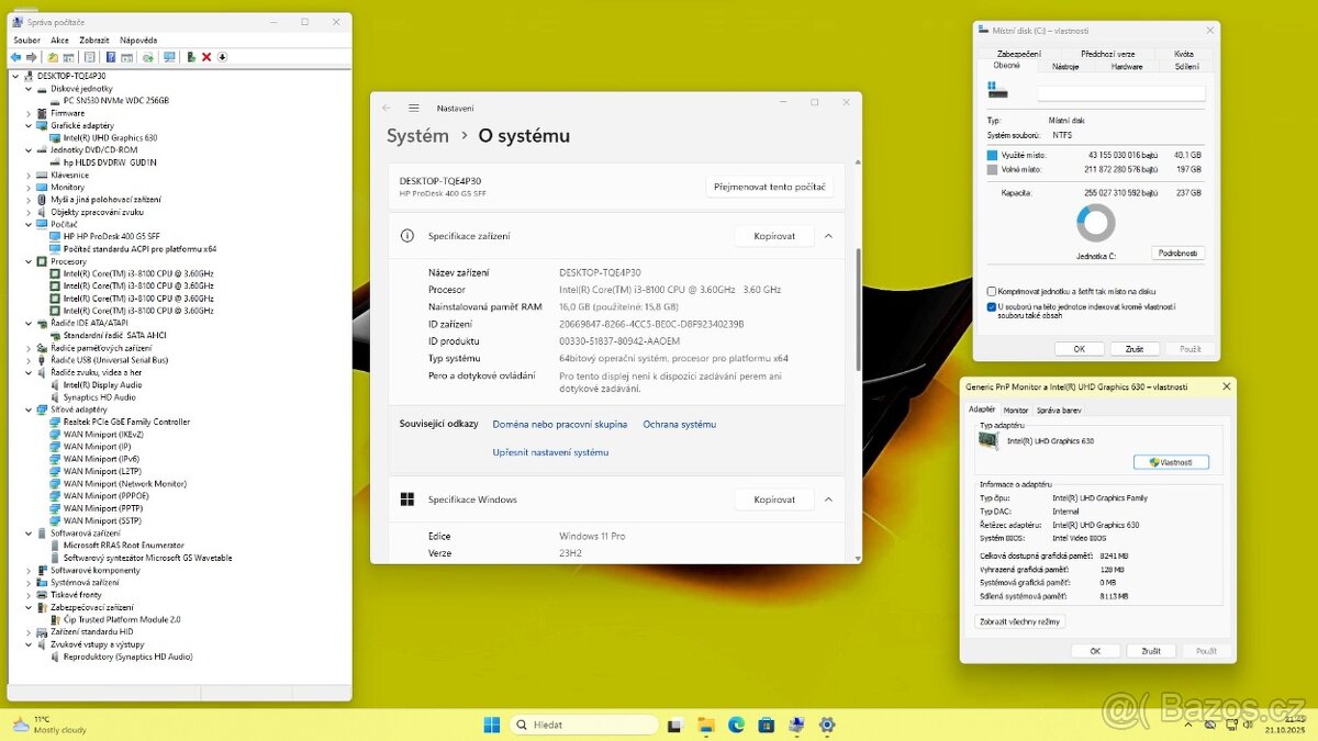 STOLNÍ PC HP 400 G5 /i3-8100/16GB/SSD256GB/WIN11/ZÁRUKA - 7