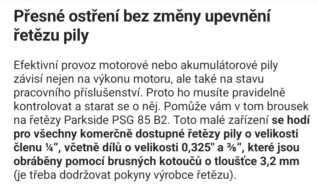 Aku bruska na broušení řetězů Parkside - 7