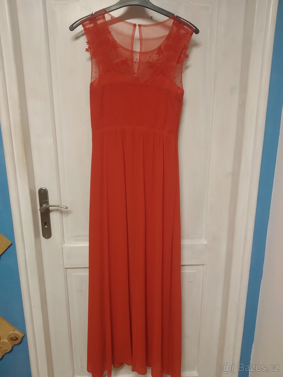 Červené plesové šifonové šaty - 7
