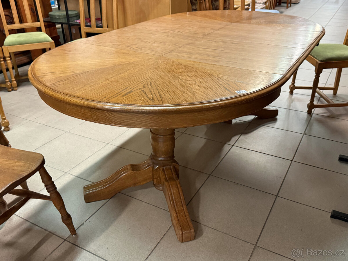 třikrát set dubový stůl se šesti židlemi - 7