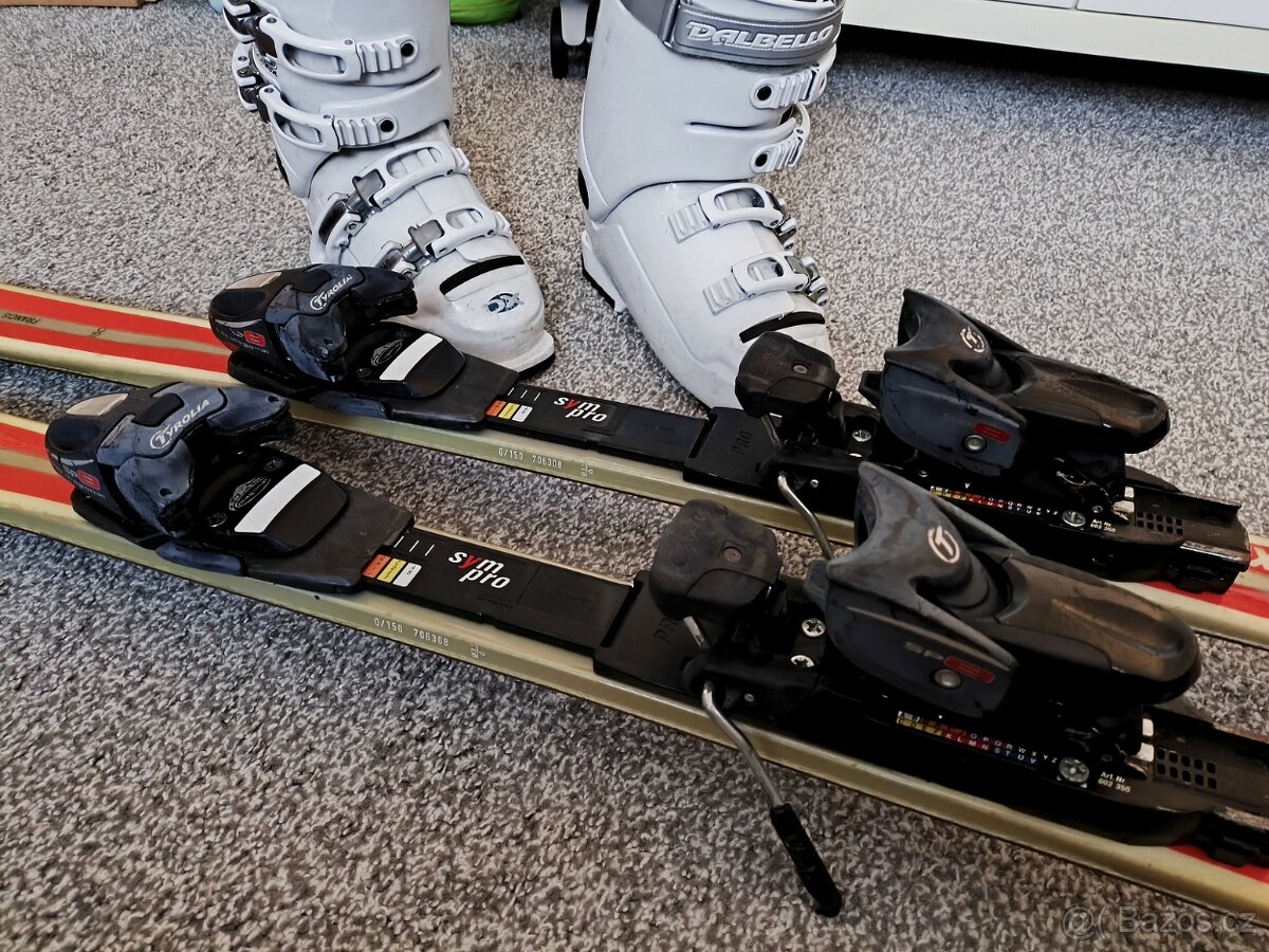 Lyže 150 cm plus boty č.5, dětská velikost - 7