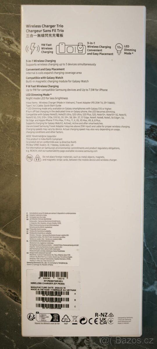 Samsung bezdrátová nabíječka Trio EP-P6300 bílá - 7