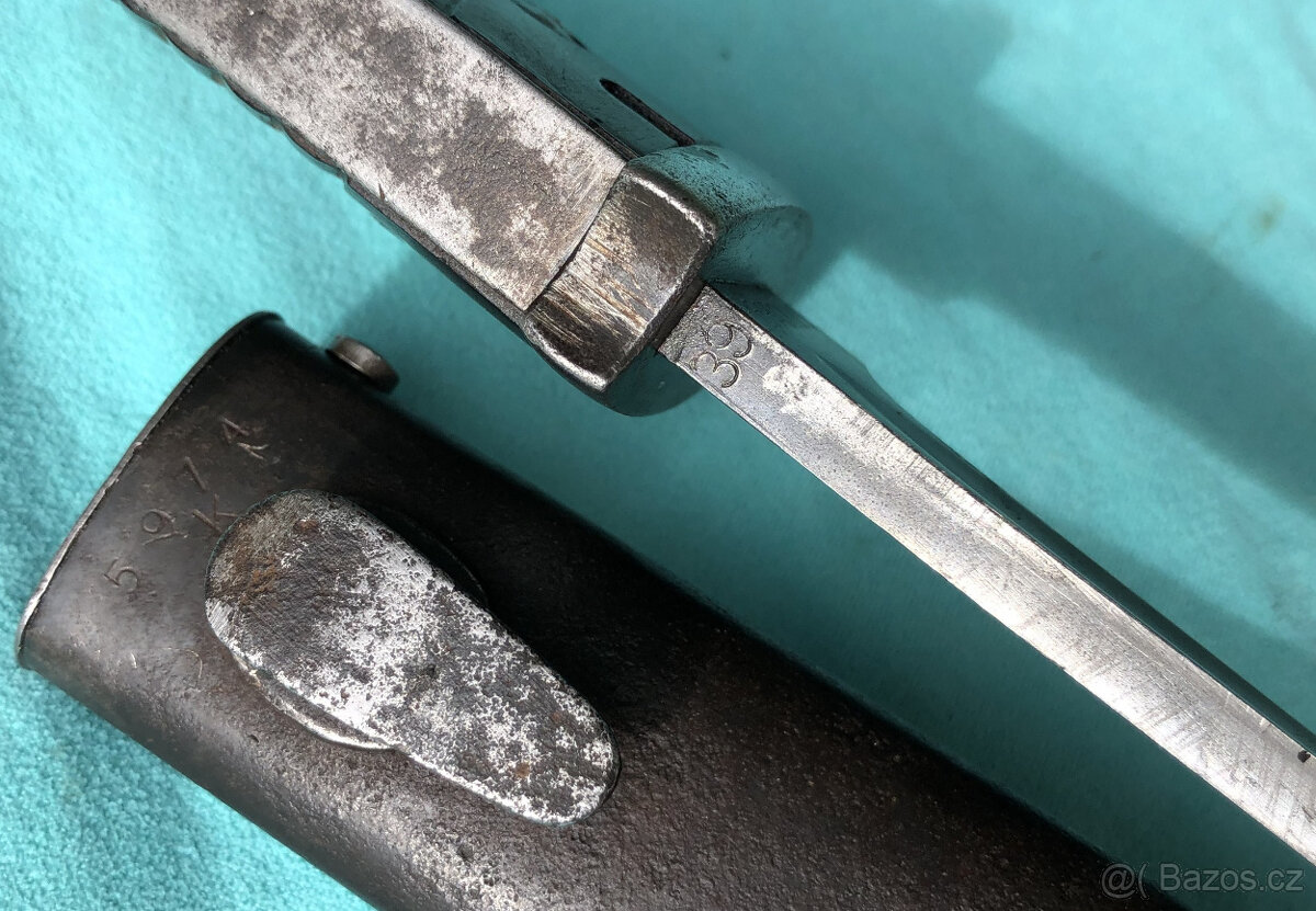 Německý bodák Mauser K98 – značený komplet (2. sv. válka) - 7