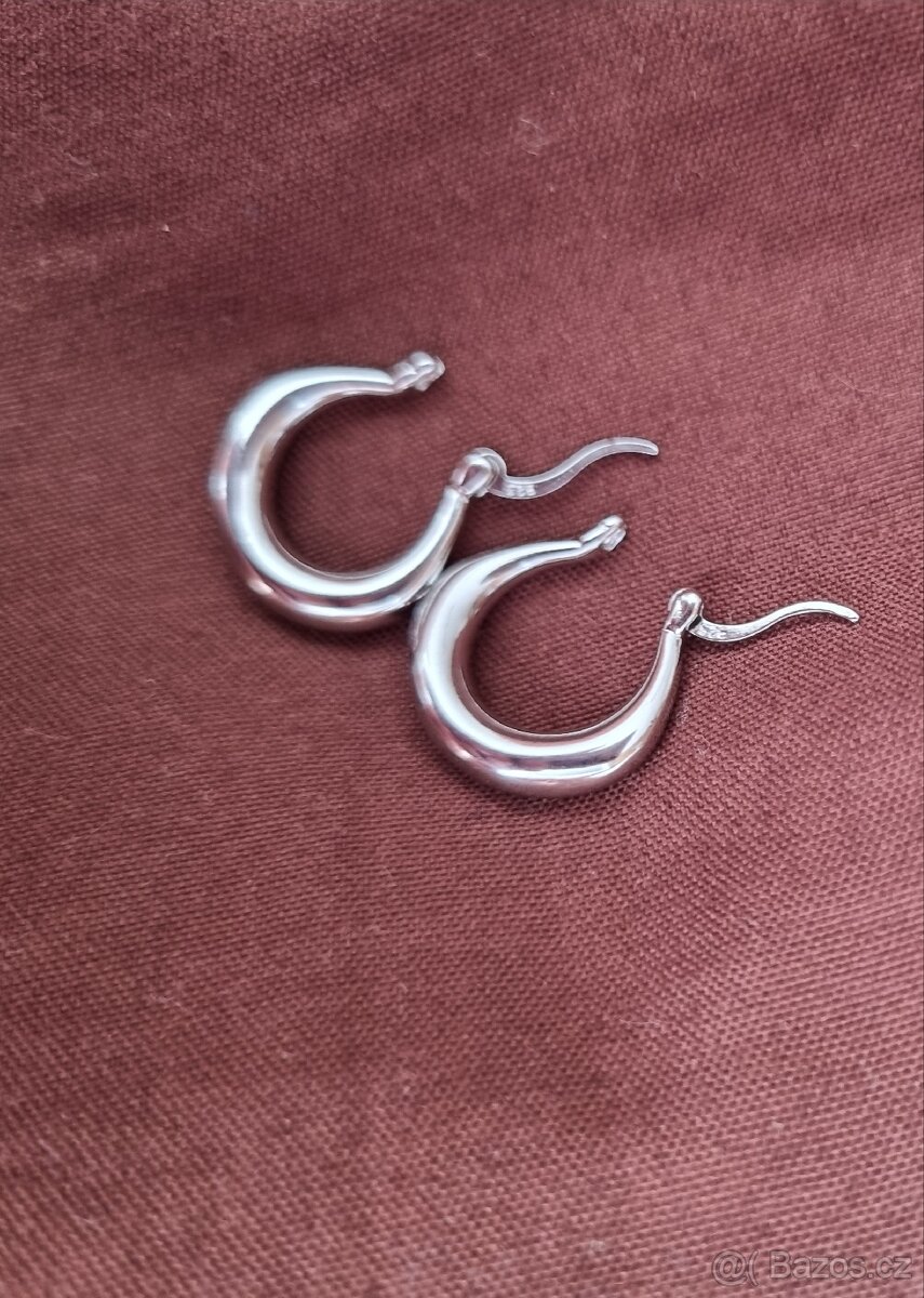 Nové dámské stříbrné náušnice Kulaté 925 kroužky kruhy - 7