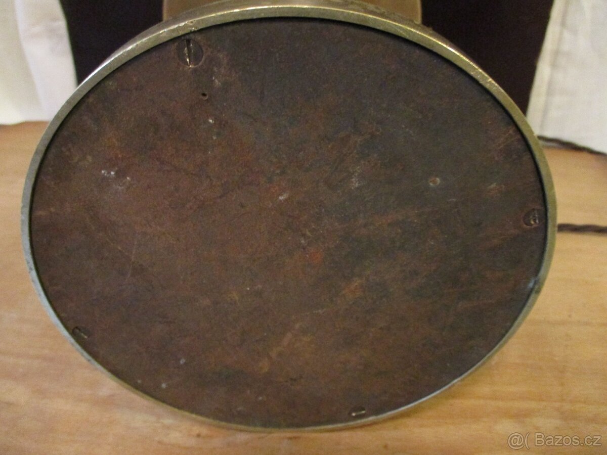 Stolní lampa art deco, mosaz, funkční, žluté sklo - 7