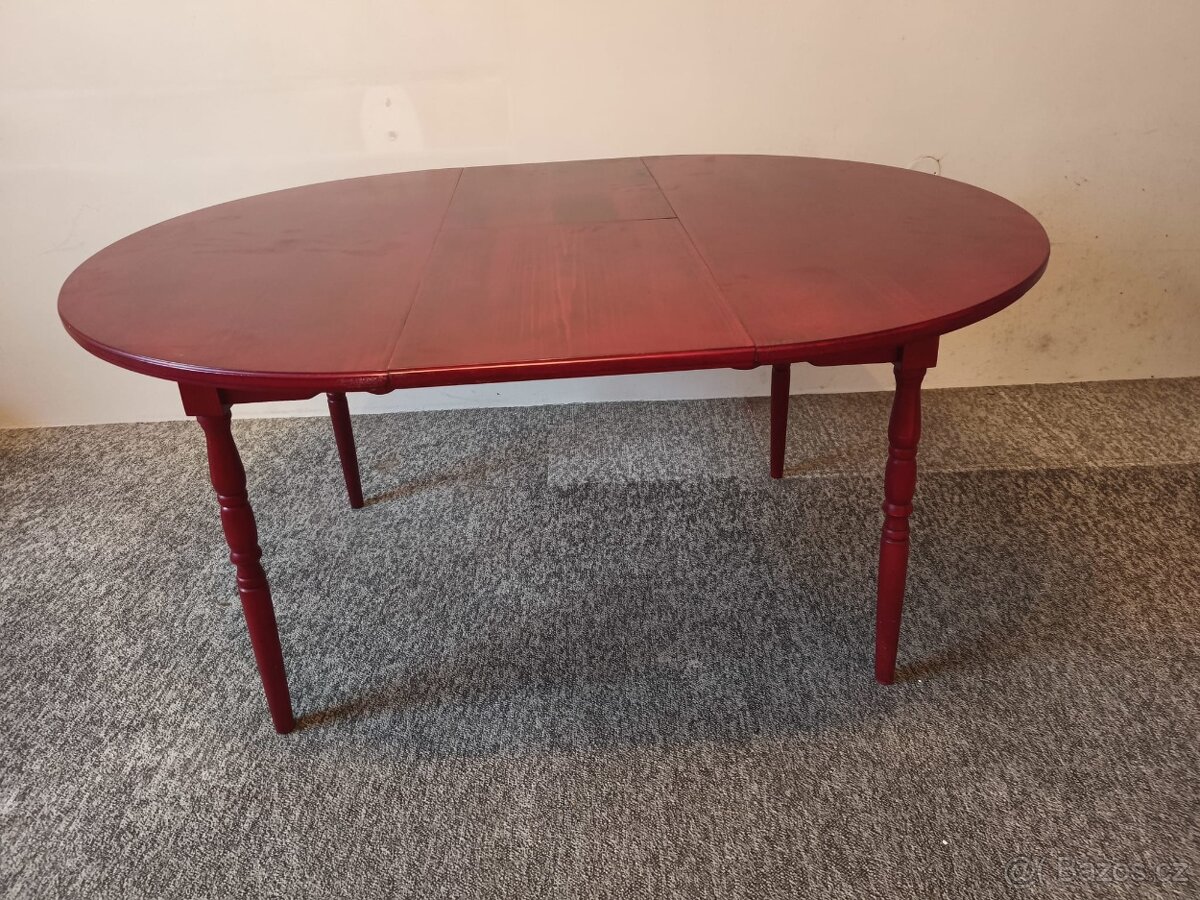 Jídelní sestava - stůl+4 židle červená barva - 7